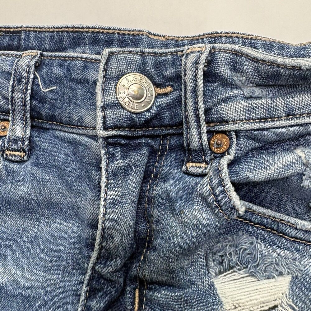 American Eagle Super Stretch Shorts Womens 000 Distressed Denim Cutoff - Picture 4 of 16